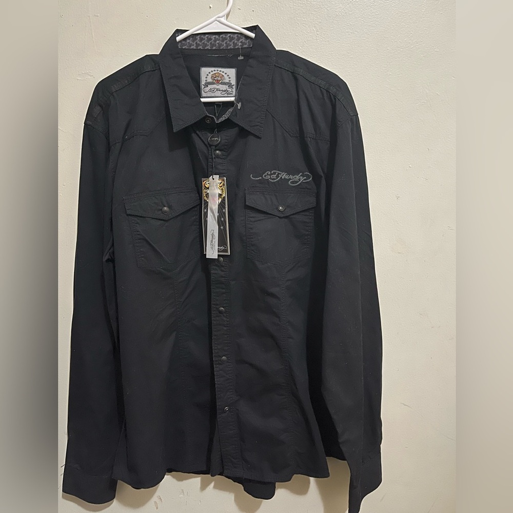 Men's Ed Hardy Long Sleeve Button Shirt XXL